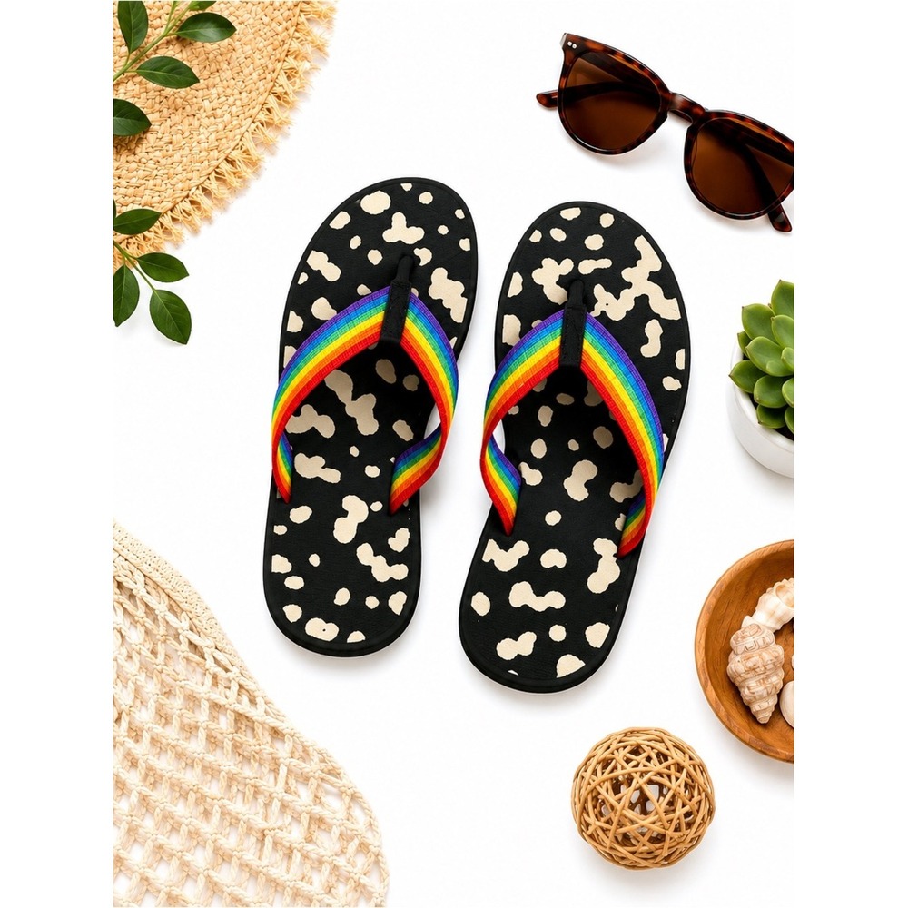 REI Co-op Rainbow Strap Flip Flops Womens 8 Mens 7 Pride Summer Sandals in EUC